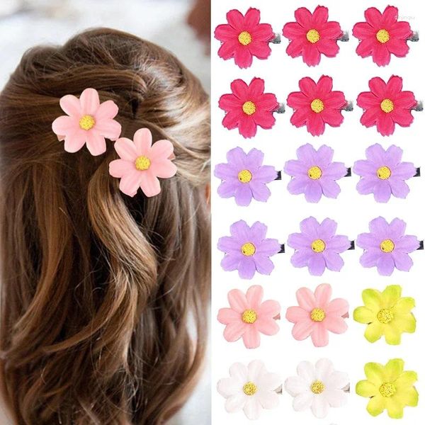 Accesorios para el cabello 6-8 unids/set lindos Clips de margaritas para niñas Mini pasadores de flores para niños soportes de cola de caballo regalos