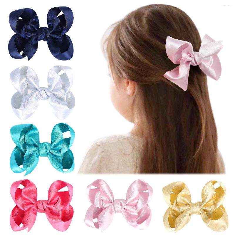 Hair Accessories 60 Pcs/lot 4" Twist Ribbon Bow Clips Handmade Barrette School Girls Hairpins Children Hairgrips Baby