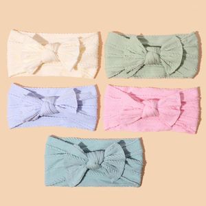 Haaraccessoires 60 stks/partij Macaron Kleur Kabel Gebreide Nylon Baby Hoofdband Knoop Boog Tulband Head Wrap 12 Kleuren Beschikbaar