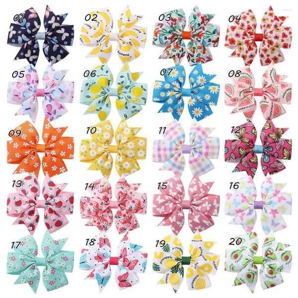 Accessoires de cheveux 60 PCS / lot Spring Summer Floral Imprimer Bow Baby Clips Baby Sweet Hairpins Girls Holiday Gift