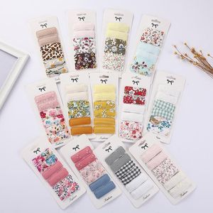 Hair Accessories 6Pcs Kids Baby Girls Rectangle Small Clips Vintage Sweet Floral Cloth Covered Metal Snap Barrettes Hairpins Toddlers