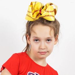 Accesorios para el cabello 7 "arco de béisbol de cuero grande para niños niñas hecho a mano Softball Headwear Boutique