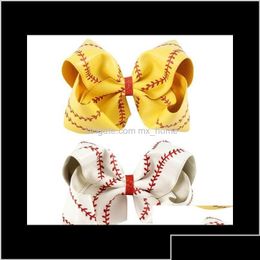 Accessoires de cheveux 7 pouces 8 pouces grandes équipes de softball Baseball Cheer Bows Knot Hairbands Ruban fait à la main et arc en cuir pour Cheerleading DHVFV