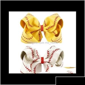 Accessoires de cheveux 7 pouces 8 pouces grandes équipes de softball Baseball Cheer Bows Knot Hairbands Ruban fait à la main et arc en cuir pour Cheerleading DHVFV