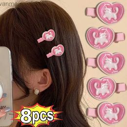 Accessoires de cheveux 8 filles roses mignonnes mignons de chat en forme de coeur