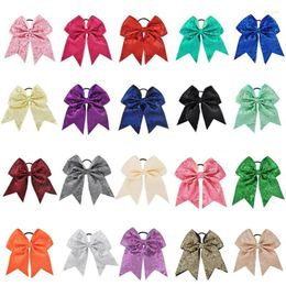 Accessoires pour cheveux 8 pouces grands gros arcs à paillettes bandes élastiques ruban gros-grain pour Cheerleading Kid Girl Boutique