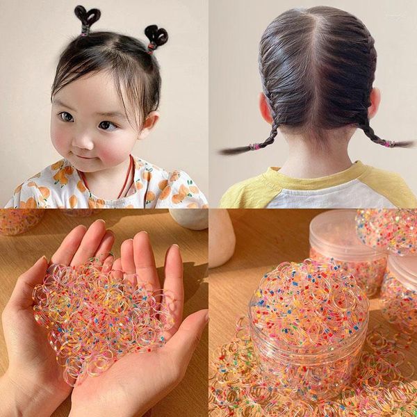 Accessoires pour cheveux 800-2000 pièces anneau en caoutchouc coloré jetable haute élastique queue de cheval corde chouchous enfants bébé coiffure