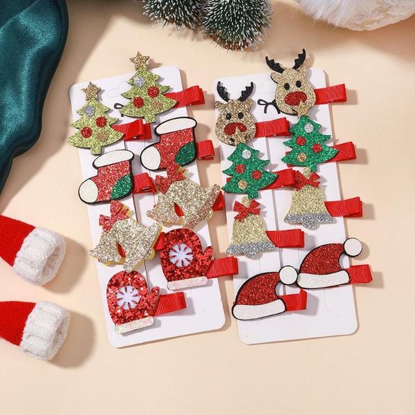 Accessoires pour cheveux, ensemble de clips de noël, 8 pièces, fournitures de décoration pour bébés filles et enfants, décorations de fête d'année, cadeau, vente en gros