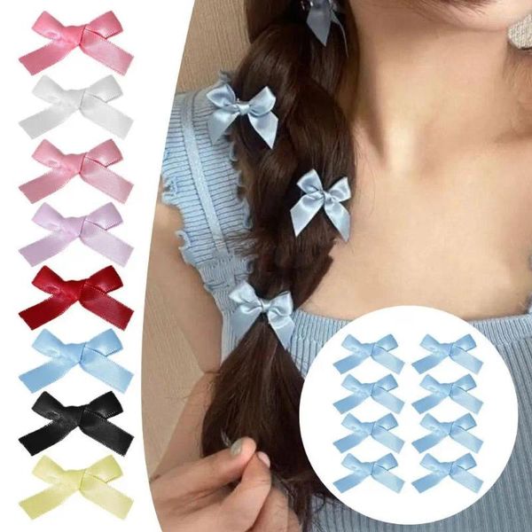 Accessoires pour cheveux, 8 pièces, nœuds de ruban colorés, petite taille, nœud en Satin, décoration de fête, bricolage, décoration artisanale, fleur K7V3