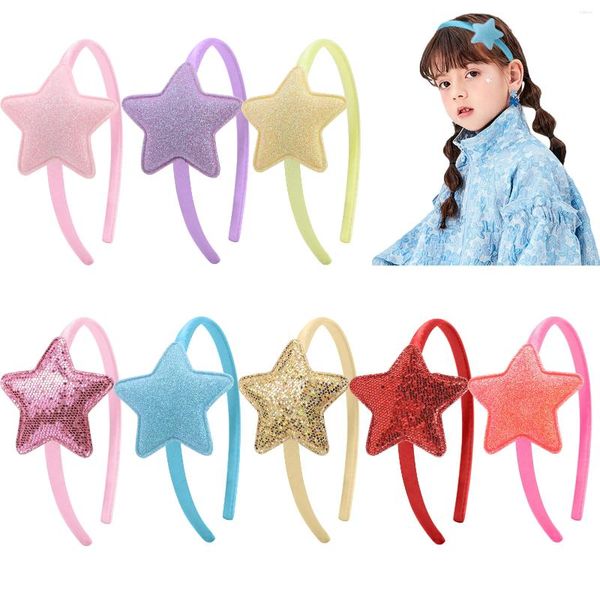 Accesorios para el cabello 8 Uds. Linda diadema de estrella de lentejuelas para niñas, diadema de pentagrama de color caramelo, chica dulce y brillante