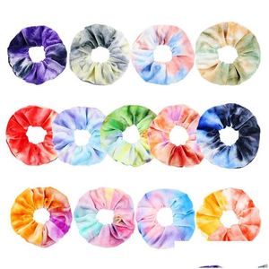 Accessoires de cheveux 9 couleurs Ins Veet Scrunchies Tie Dye Band Stretchy Rainbow HairBands Femmes Loop Holder Girls Drop Delivern Products T Otdyv