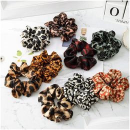 Haar Accessoires 9 Kleuren Vrouwen Meisjes Luipaard Kleur Doek Elastische Ring Ties Lady Paardenstaart Houder Haarbanden Scrunchies Band Drop Deli Dhim8