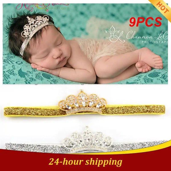 Accesorios para el cabello 9 piezas Balleenshiny Pearl Crystal Crown Diadema para niños Baby Princess Born Pography Props