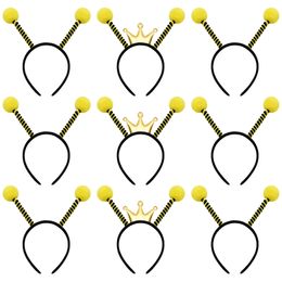 Haaraccessoires 9 stks Haarhoepels Bee Headbanden Accessoires Kinderen Bee Antenne Hoofdband volwassen Halloween -kostuums Boppers Pom Yellow Pieces vrouwen 230821