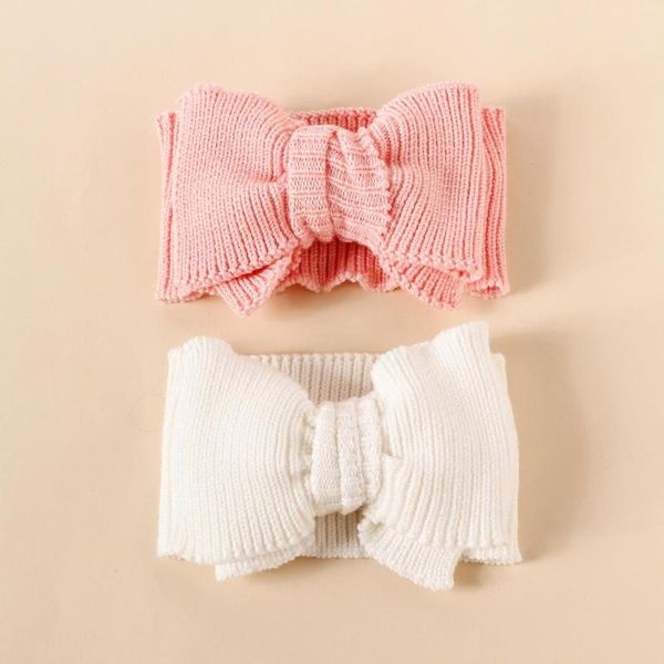 Accessoires pour cheveux 9 pièces/lot grand nœud papillon bébé Gilr bandeaux tricot élastique bandeau pour les tout-petits Crochet tête enveloppe né accessoire