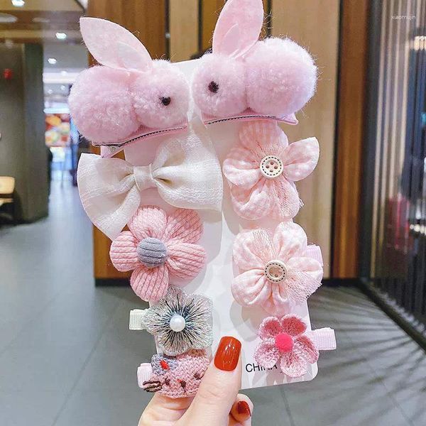 Accessoires pour cheveux, ensemble d'accessoires en peluche colorés pour enfants, épingle à fleurs pour fille, nœud de princesse, mignon bracelet, accessoire à Clip, Fruit Animal