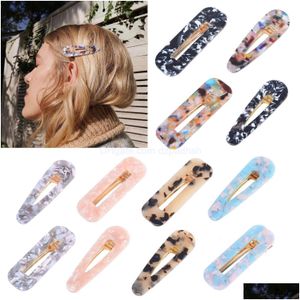 Haaraccessoires Acryl Bb Clip Snap Barrette Haarspeld Meisjes Hoge kwaliteit Azijnzuur Rec Waterdrop Hairgrip Geschenkpakket 10 paar Dro Dhvvk