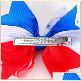 Accessoires de cheveux American Flag Clips Bow Clips Llowtail Hairpins Headwear 4th of Jy Us Independence Day Kids Assocle Amosphère pour les enfants DHNE4