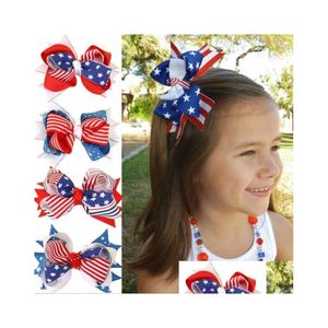 Accessoires pour cheveux Pinces à cheveux drapeau américain pour filles Jour de l'indépendance patriotique Épingles à cheveux en alligator Fleur Accessoires pour cheveux Quatrième O Ottcd