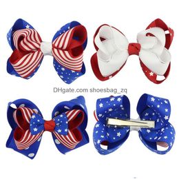 Accessoires de cheveux American Flag Print Barrets Bow Clip Llowtail Hairpins With 4th of Jy Independence Day Kids Drop Livil