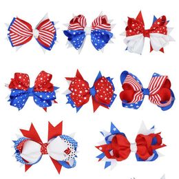 Accessoires de cheveux American Flag Print Barrettes Clips Bow Clips Llowtail Hairpins avec clip 4ème de Jy Independence Day Kids Childrens Drop de Otzal