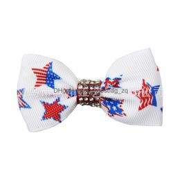 Haaraccessoires AMERIKAANSE Vlagafdrukclips Duck Factured Hairspins Bow met clip 4e van JY Independence Day Kids National Drop Delivery B DHQZN
