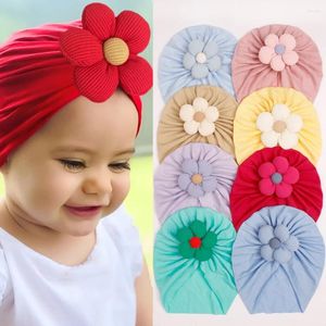 Accessoires pour cheveux, automne et hiver, chapeau en Imitation coton pour enfants, couleur unie, pull respirant à fleurs pour bébé