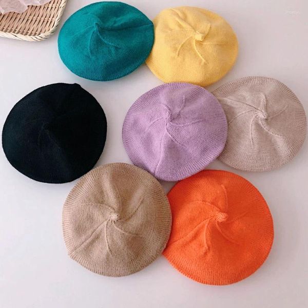 Accessoires pour cheveux, chapeau d'automne pour bébé, bérets pour filles, casquette tricotée douce, Vintage, pour enfants, Bonnets pour bébés filles, chapeaux de peintre pour garçons