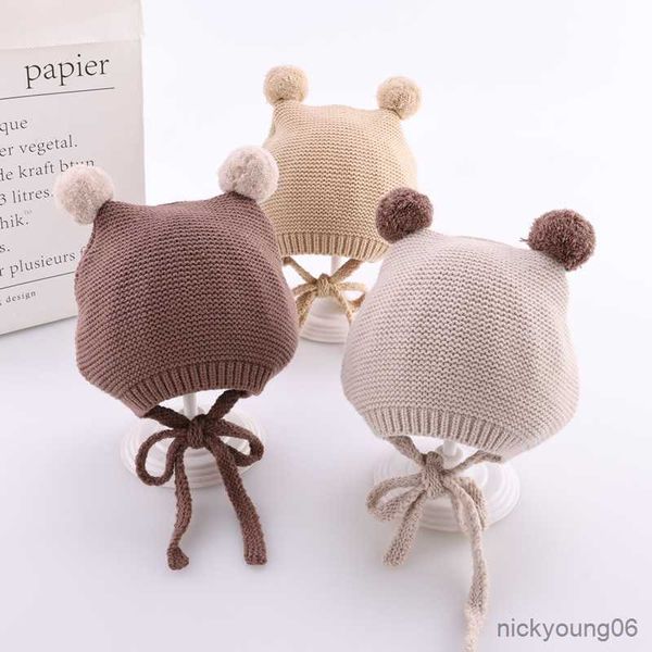 Accesorios para el cabello Otoño Invierno Crochet Baby Hat Soft Infant Cap Beanie Color sólido Kids Knitted Warm Hats Boy Girl