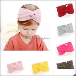 Accessoires de cheveux Automne Hiver Europe Bébé Filles Crossed Large Bandeau Noeud Hairband Enfants Bandanas Coton Head Band Mxhome Mxhome Dhcrs