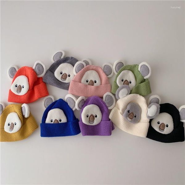 Accesorios para el cabello Otoño Invierno niños niñas sombreros tejidos gorros suaves y cálidos para bebés encantadores gorros informales con patrón de Koala para niños