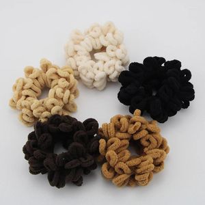 Haaraccessoires Herfst Winter Effen Kleur Pluche Scrunchies Haarband Voor Vrouwen Chenille Garens Hoge Elastische Paardenstaart Touw Meisjes