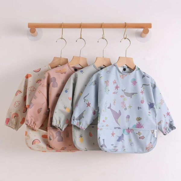 Accesorios para el cabello Baberos para bebés Impermeable Manga larga Comer Super Soft Alimentación Babero Eructo Paño para niños infantiles Niños Niñas 0-5 años