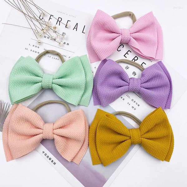 Accesorios para el cabello Bebé Arco Diademas Color Sólido Nylon Elástico Princesa Niñas Headwear Bandas Big Bowknot Niños para