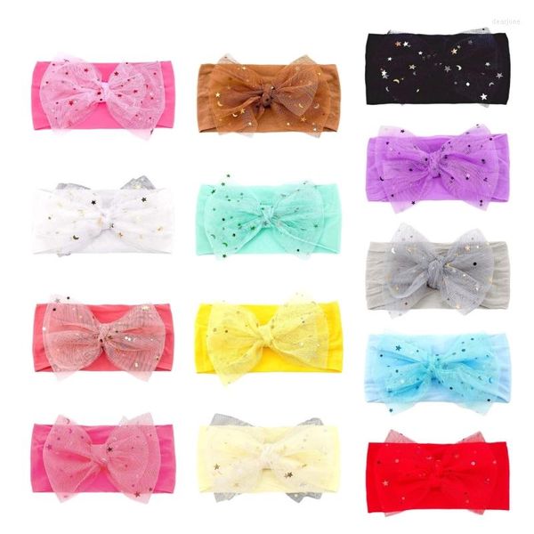 Accesorios para el cabello Bebé Niño Bowknot Diadema Malla Estrellas Arcos Turbante Banda elástica para la cabeza Wr