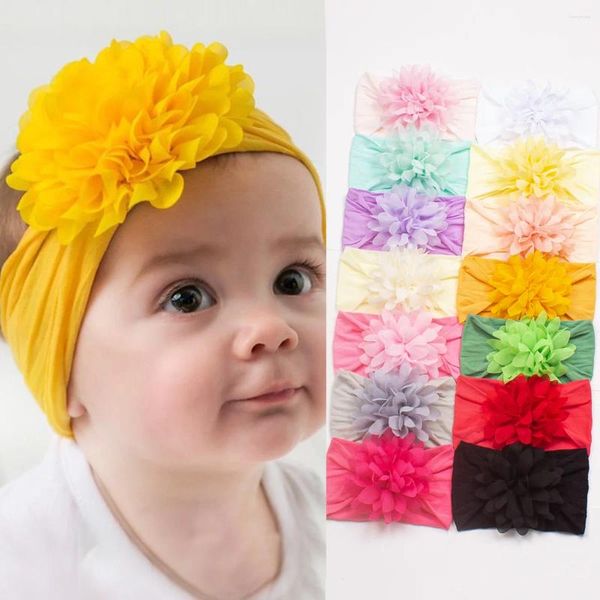 Accesorios para el cabello Bebé Elástico Nylon Flor Banda Suave Diadema Niños Nacido Headwear Neonatal