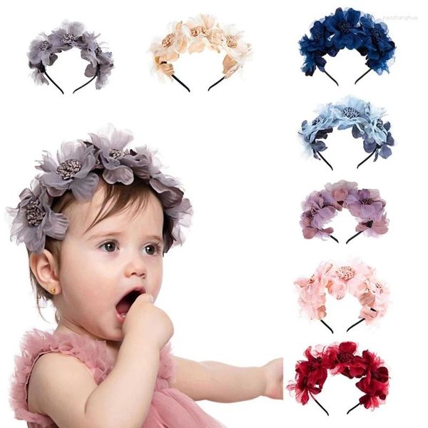 Accesorios para el cabello para bebé, diadema Floral con aro, diadema de flores artificiales, accesorio de princesa 40JC