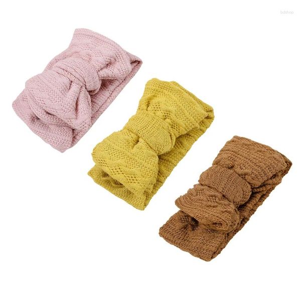 Accessoires de cheveux bébé fille bandeau à nœud pour enfants nés Turbans bébés tricot gros bandeaux à nœud papillon infantile