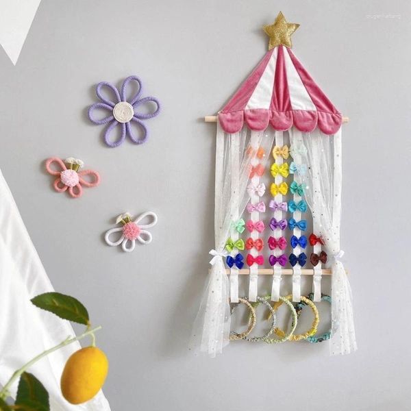 Étagère de rangement pour accessoires de cheveux, Clips pour bébé fille, tente étoile mignonne, porte-bandeau pour enfants, affichage de bandeaux, décor mural suspendu