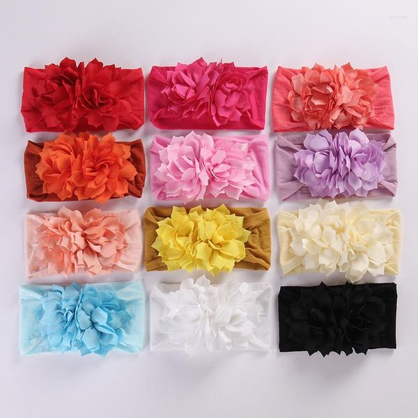Accessoires de cheveux Baby Girl Bandons 3D Flower Kids Toddler Bow Band Band Band Big Floral Elastic Bands Head Wrap