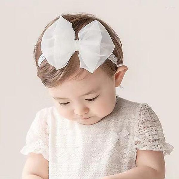 Accessoires de cheveux bébé fille dentelle bandeau né princesse blanc fleur arc bandes infantile enfant en bas âge Bowknot Turban enfants