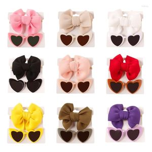 Accessoires pour cheveux, bandeau à nœud pour bébés filles, lunettes de soleil en forme de cœur, fournitures pour enfants, décor pour bébé D5QA