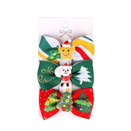 Accessoires De Cheveux Bébé Filles De Noël Barrettes Enfants Bowknot Épingles À Cheveux Avec Tondeuse Enfants Xmas Elk 3Pcs Set Kfj284 Drop Delivery Ma Dhqhi