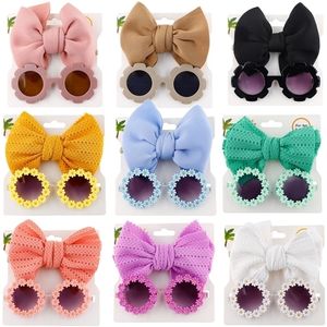 Accessoires pour cheveux Bébés filles Mode Sun Flower Lunettes de soleil Bow Band Set Born Head Bands Summer Beach Pographie Props 221107