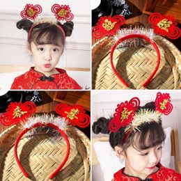 Accesorios para el cabello Baby Girls Festival Diadema roja Nacido Regalo de cumpleaños Sombreros Niños Bowknot Flower Spring Happy Year Bandeau