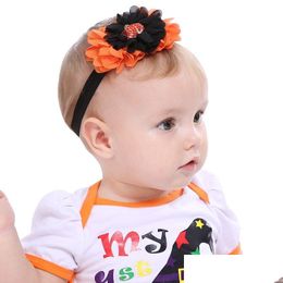 Haaraccessoires Baby Girls Halloween Hoofdband Pompoenhoofdbanden Orange Chiffon Flower Head Band Pasgeboren Douche Geschenk PO POC DROP DELI DH5QX