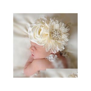 Accessoires de cheveux Bébé Filles Bandeaux Satin Fleurs Dentelle Bandeau Élastique Enfants Chapeaux Bébés Beauté Bandeaux Enfants Cheveux Accesso Dhwd2