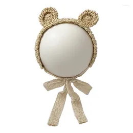 Accessoires de cheveux pour bébés filles, bandeau avec oreilles d'ours de dessin animé, coiffure conçue, bandes de paille tissées, 2024