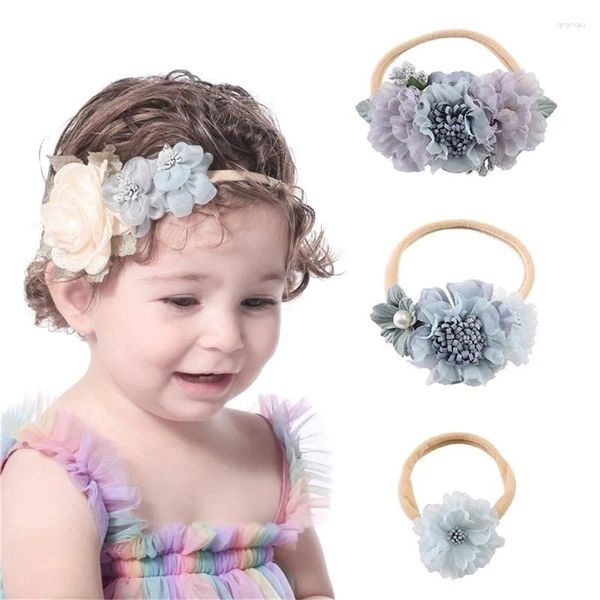 Accesorios para el cabello para niñas, diademas de nailon, diademas de flores suaves para bebés, lazos para fiesta en casa y boda