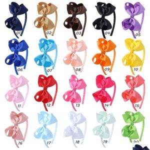 Accessoires de cheveux Bébé Filles Bâtons Solide Couleur Ruban Bow Bandeaux Princesse Boutique Grosgrain Fille Fermoir En Plastique Dot Bows Drop Del Dhner